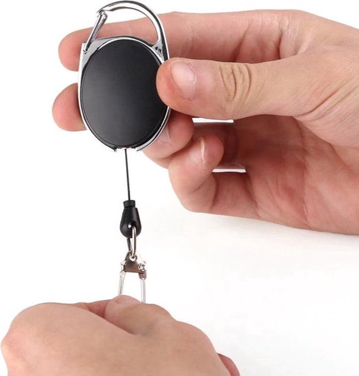Trouser Clip Keychain | Retractable | For Cards | Card Holder | Card Hanger | 80 CM | Stainless Steel
