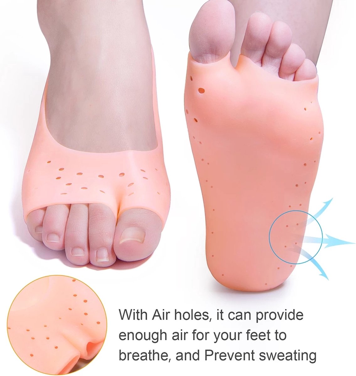 Silicone gel socks | Heel protectors | Heel insoles | Heel cushions | Heel socks | 1 pair | White