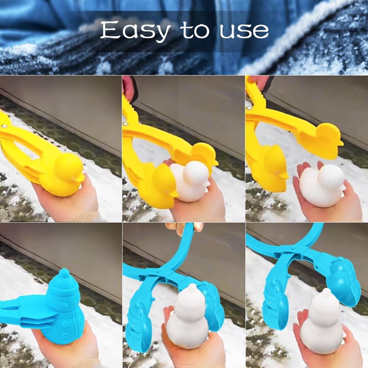 4 Pieces Snowball Maker for Children - Ball/Heart/Duck/Snowman - Safe PP Material
