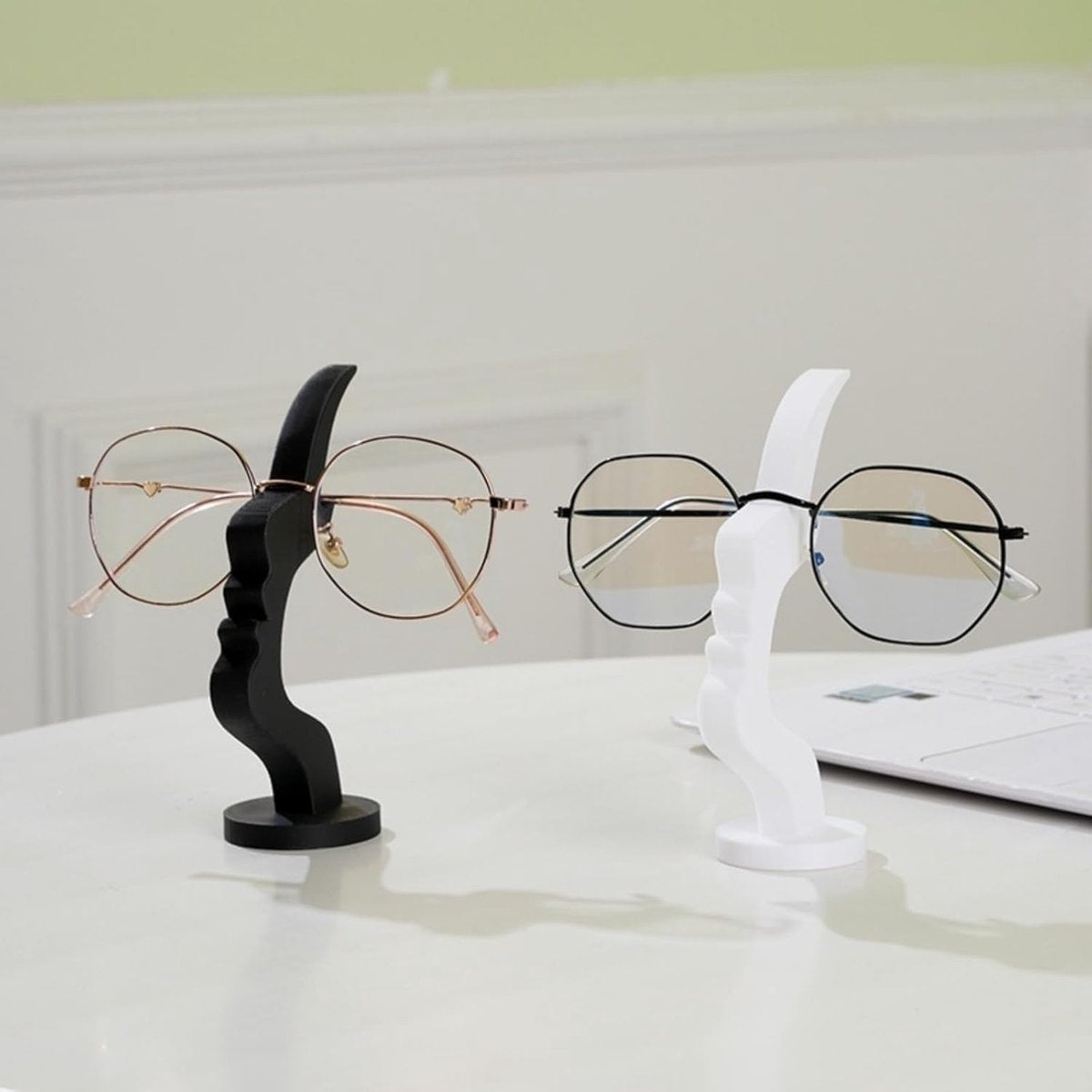 Glasses Stand - Glasses Holder - Decorative Glasses Stand and Desk Organizer - Unique Glasses Display Rack - For home, office, and bedroom, nice gift for glasses enthusiasts (black)