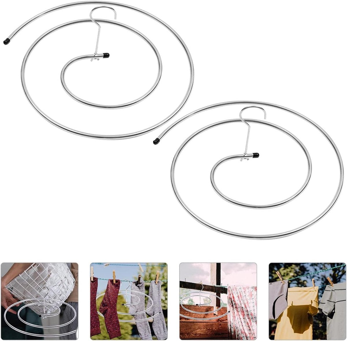 Spiral Drying Rack - 2-Piece Set - Windproof - For Bedding, Towels & Clothing - Rotatable & Space-Saving