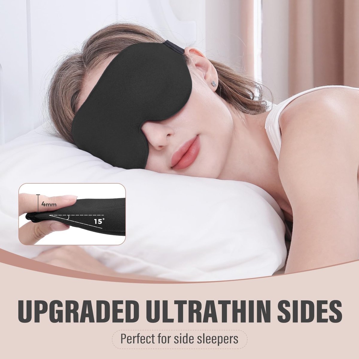 Sleep mask for side sleepers - sleep eye mask - fully light-blocking 3D sleep mask, soft breathable eye mask for women and men, relaxing blindfold for the night without pressure