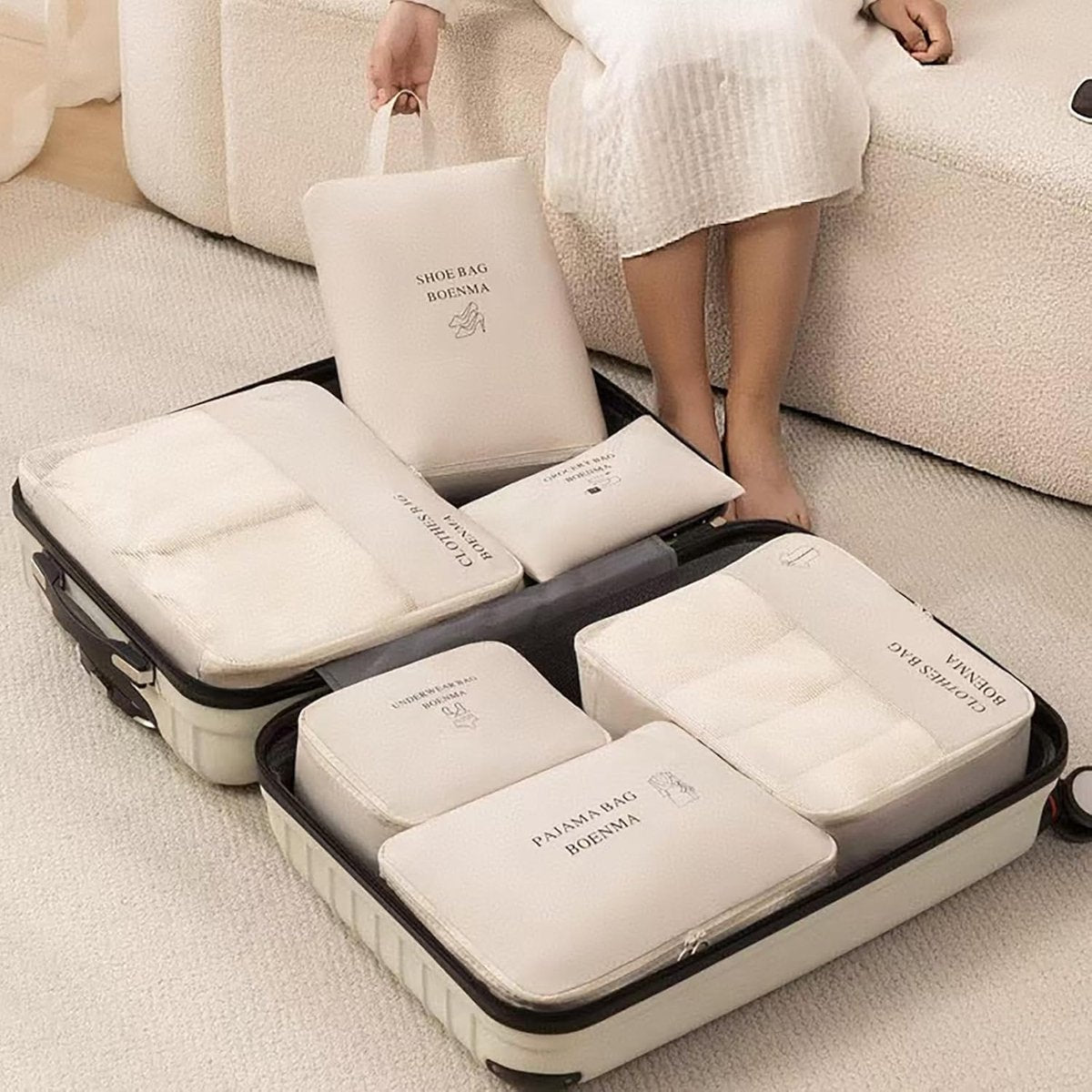 2-piece shoe bag - Travel and home organization - Sealed and waterproof shoe bag - breathable and odor-free for freshness (off-white)