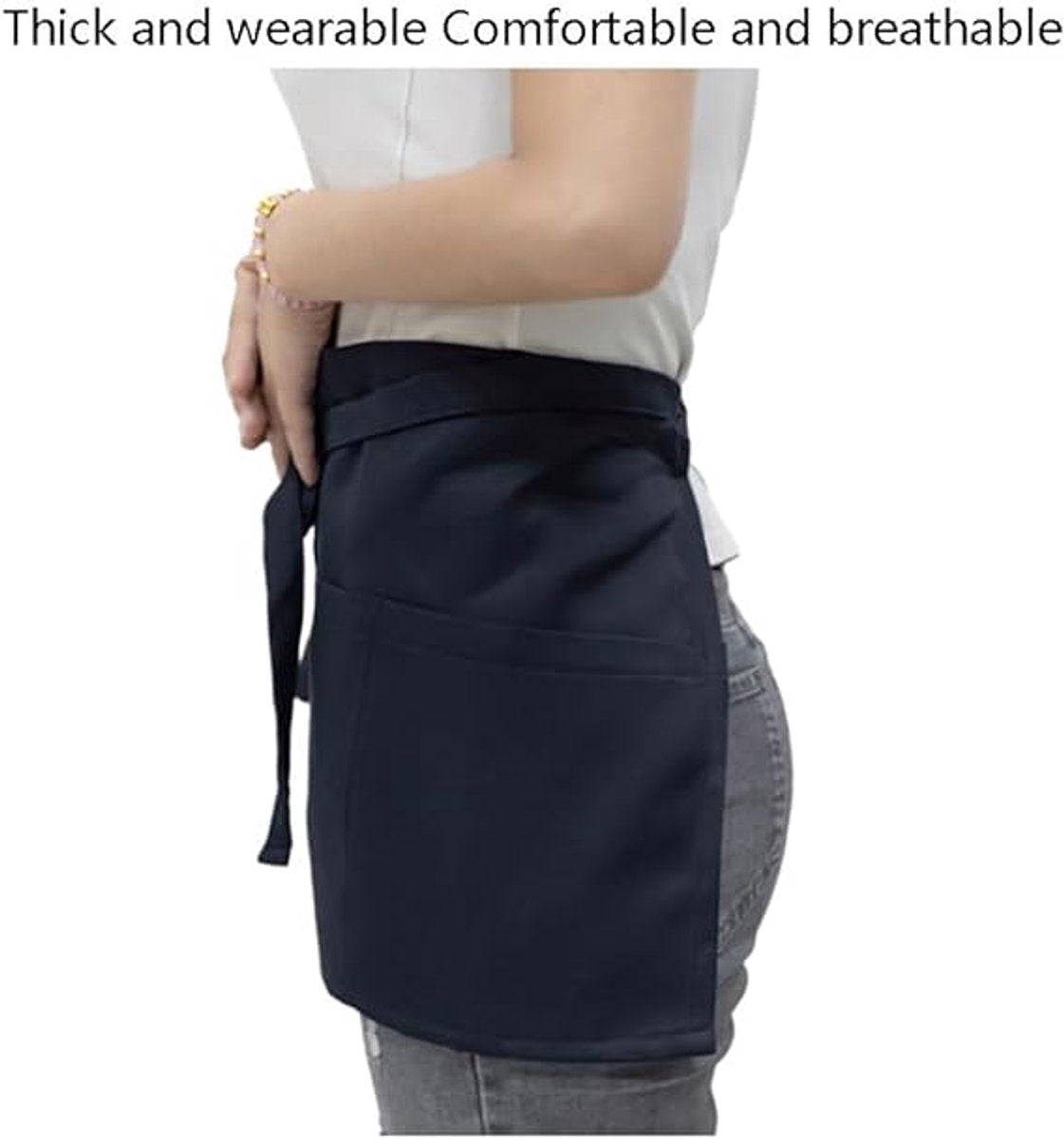 Bistro Aprons 3-piece – Black, semi-short, for waiter/waitress