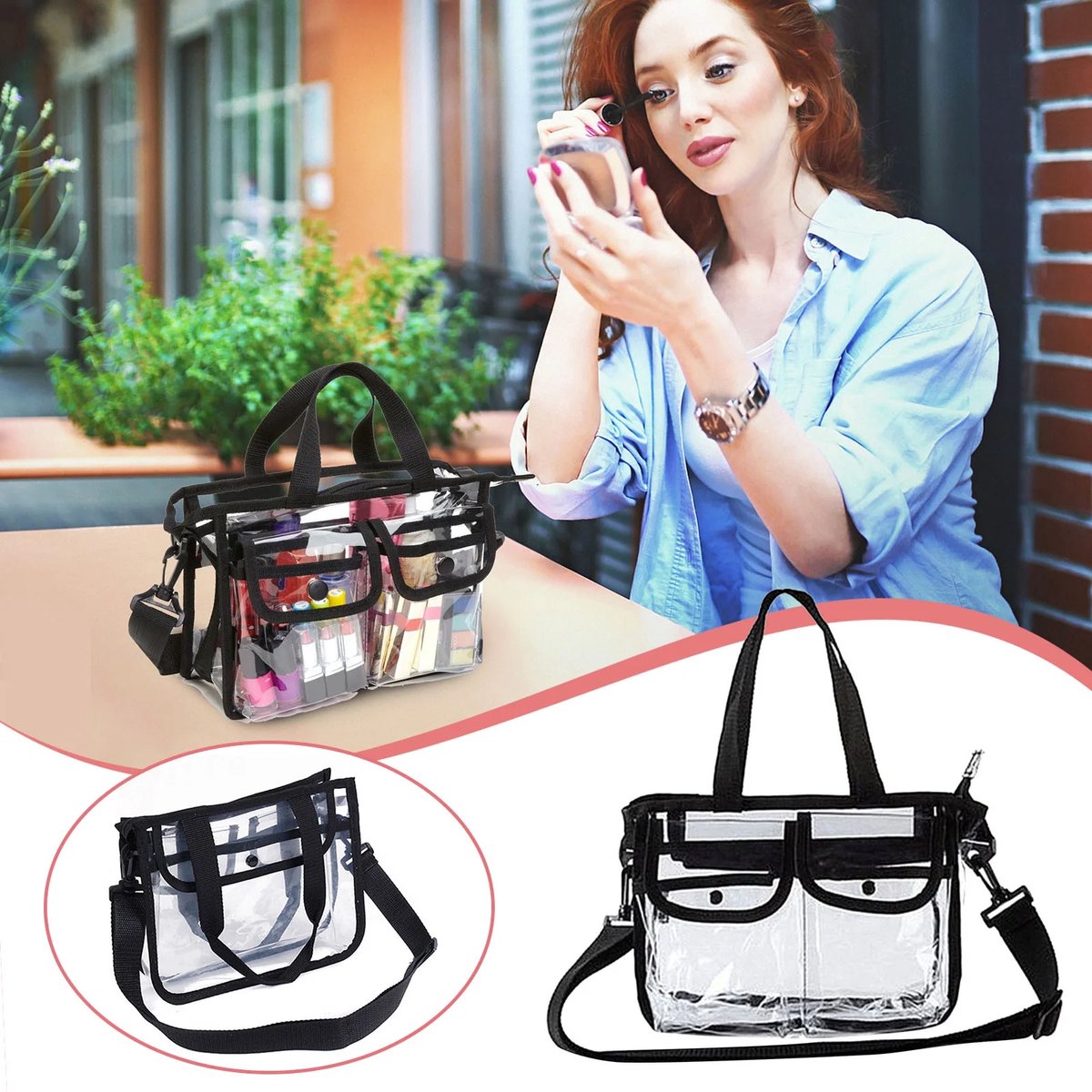 Transparent Travel Toiletry Bag – PVC, 27×20×9cm, for men/women