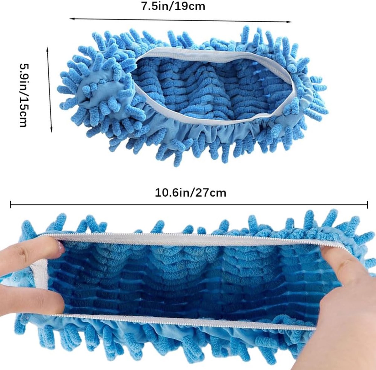 Shoe covers - 2 pairs of blue mop slippers - Microfiber cleaning mats for mopping - Soft and washable - Household slippers for cleaning floors