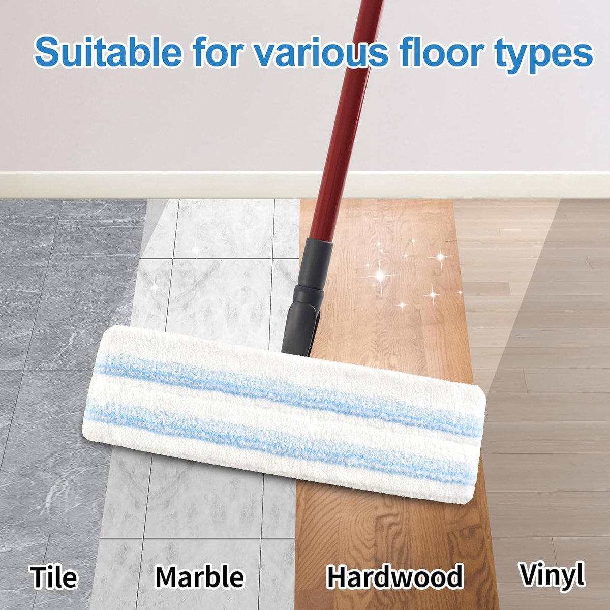 4-pack, mop pad replacement suitable for O Cedar H2prO mop system, mop head replacement suitable for O-Cedar/Vileda H2prO, machine washable, reusable pad replacement for deep cleaning