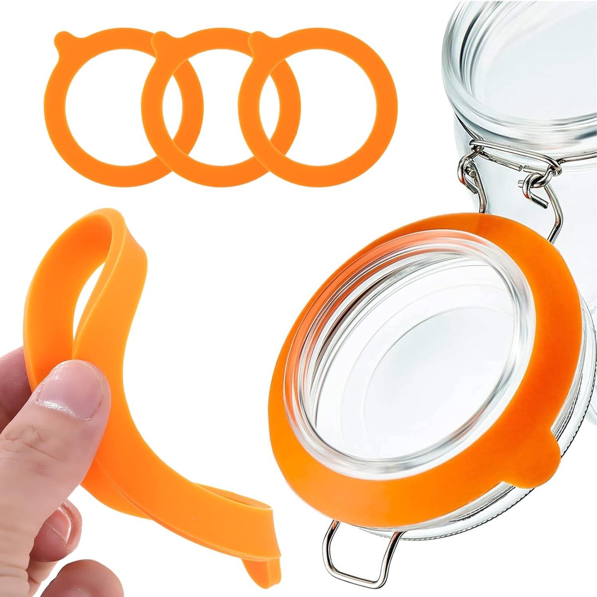 Canning Rings - Silicone Rings, Dye-Free Gasket - Gasket 16 Pieces - 70 mm x 95 mm x 2.2 mm - Rubber Canning Jar Rings - Standard Size For Fido Canning Jars, among others - Reusable - Replacement Canning Rings - Replacement Rubber Gaskets