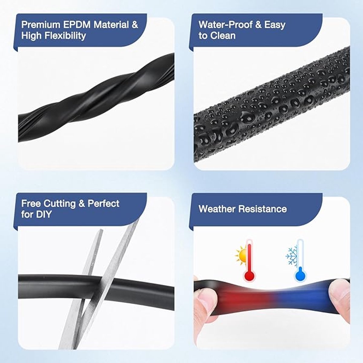 U-shaped rubber seal - Rubber profile - Flexible U-shaped rubber profile - Door edge protection strip - Snap-on rubber - Edge protection - Door panel protection - Baby safety - Table corner (3 m - 2 mm)