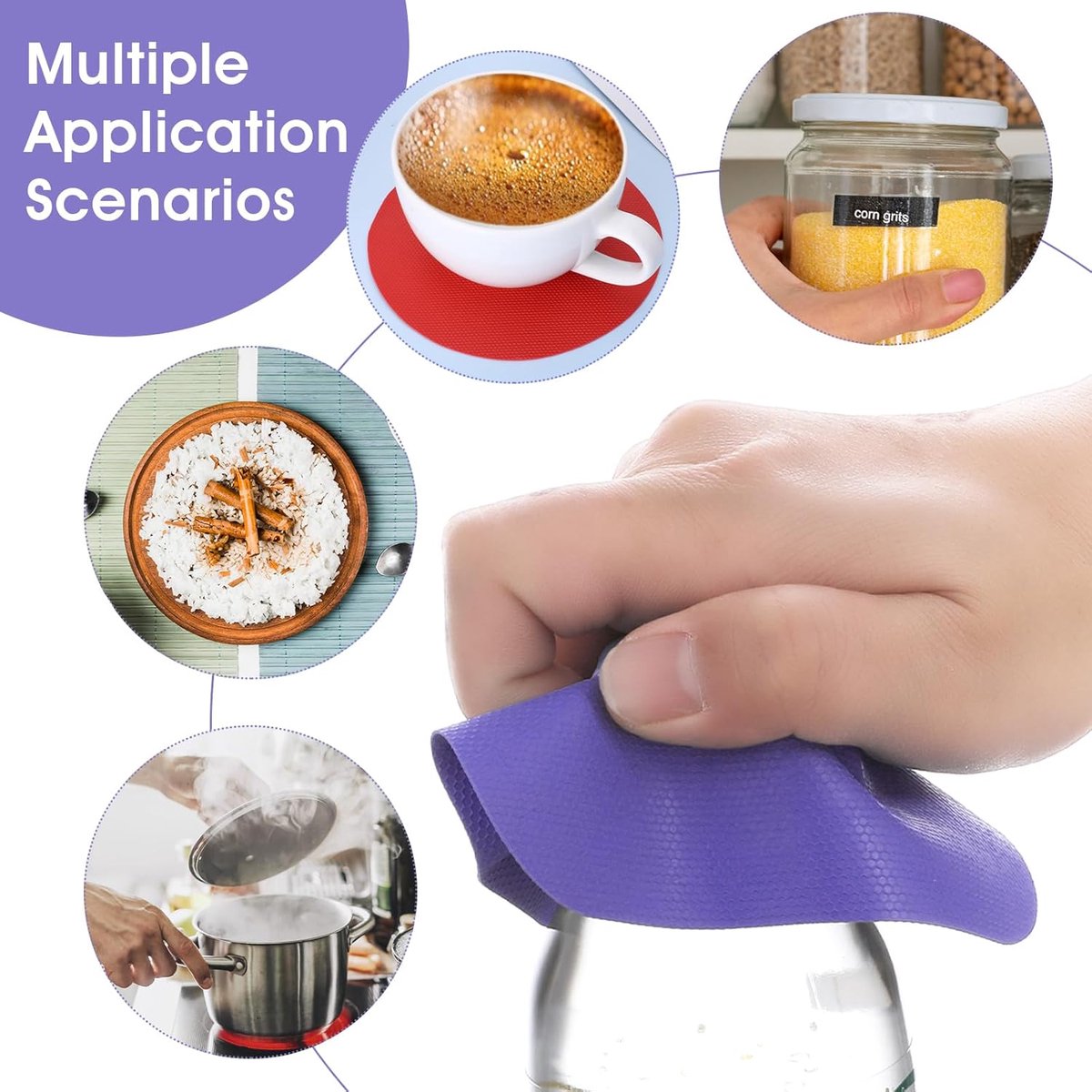 Can Opener - 8 Pieces - Rubber Jar Openers - Rubber Bottle Opener Gripper Pad - Coasters - Cap Opener - Jar Opener - Multifunctional Jar Opener for Seniors - Kitchen Coasters - Aids for the Elderly - Kitchen Aid - Arthritis Weak Hands