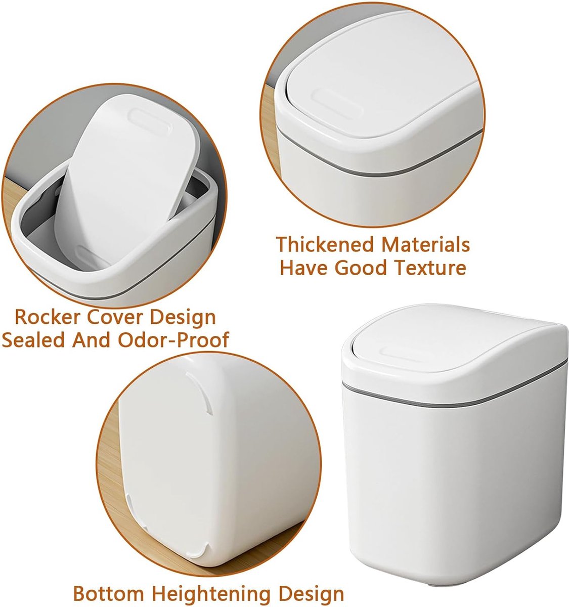 Countertop Waste Bins - Car Trash Can - With Flip-Up Lid - Small Countertop Waste Bin - Mini Trash Can - Tabletop Waste Bin - Plastic Trash Can - Bathroom Waste Bin - Recycling Waste Bin - Handy Trash Can - Office Waste Bins - Home / Office