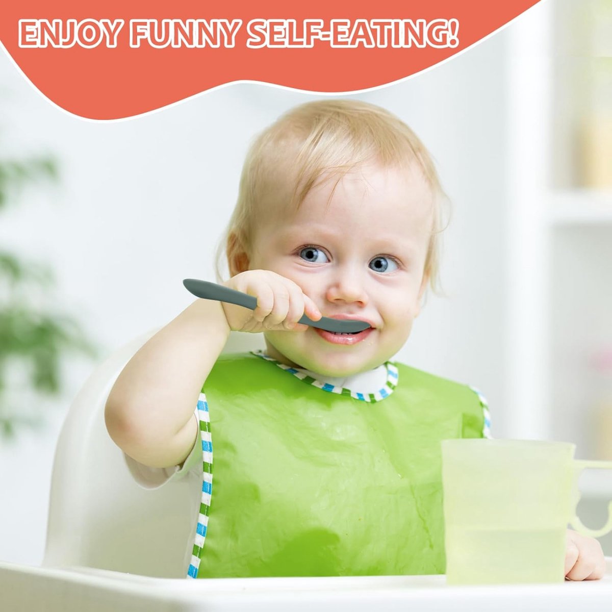 Silicone Baby Spoons - 6 Pieces - Children's Spoons - BPA Free - Cutlery Spoon - Soft Spoons - Baby Cutlery - Children's Cutlery - Feeding Spoon - Spoons for Learning to Eat with Cutlery - Tablespoon