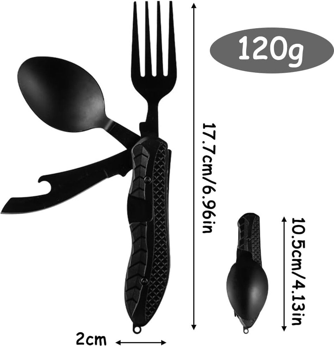 3-In-1 Camping Cutlery - Knife, Fork, Spoon - Foldable Camping Cutlery Multitool - Collapsible - Camping Cutlery - Camping Cutlery - Folding Cutlery - Gift For Men & Women