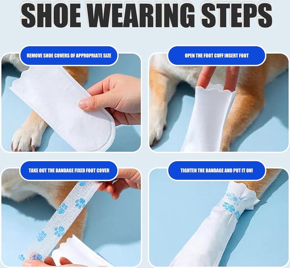 Dog Socks - 40 Pieces - Disposable Pet Socks - Waterproof - Non-Slip Dog Socks - Dog Shoes Paw Protector Socks for Dogs - Velcro Closure - Breathable - Adjustable - Pet Paw Protector - Dog Shoes - Size S