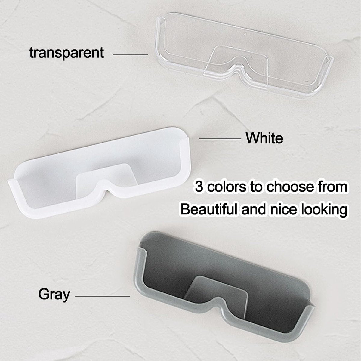 Eyeglass Cases - 3 Pieces - Eyeglass Storage - Storage Organizer - Eyeglass Storage System - Eyeglass Stand - Eyeglass Rack - Holder for Eyeglasses - Wall Mounted Eyeglass Holder - Sunglasses Display - Wall Mount for Hanging Eyeglasses - Self-Adhesive