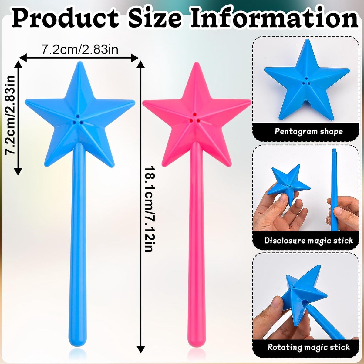 Salt Shakers - 2 Pieces - Salt and Pepper Shaker - Small Spice Shaker - Small Spice Container - Funny Star-Shaped - Herb Sticks - Magic Wand - Table Decoration - With Holes - For Restaurant Kitchen Gadgets - Plastic - Blue and Pink