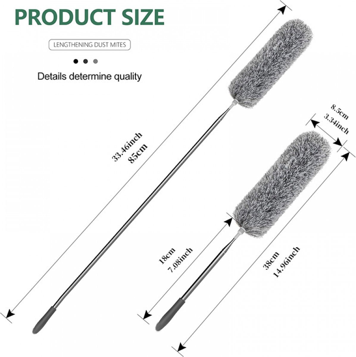 Telescopic Feather Duster - 5-Piece Cleaning Set - Feather Duster Extendable Up to 85 Cm - Cobweb Brush with Telescopic Handle - Duster - Dust Brush - Washable Microfiber - Rotatable - Electrostatic Adsorption - Hard-to-Reach Places