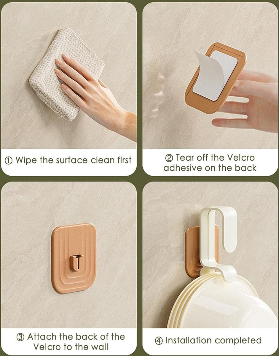 Towel Hook - 4 Pieces - Coat Hook - Hanging Hooks - Small Towel Hooks - Washbasin Hook - Towel Hooks - Hook - Wall Hanging Hook - Waterproof Hooks for Kitchen and Bathroom - Self-Adhesive - Multifunctional Hook - For Windows, Glass, Bathroom, Kitchen