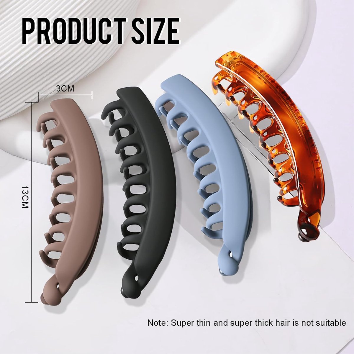 Hair Clip - 6 Pieces - Hair Clip - Hair Pin - Banana Clips - Large Hair Clip - Party - Small Hair Clips - Large Hair Accessories For Thick Hair - Versatile - Not Easy To Break - Fashion & Simple - Summer - Women - Plastic - 13cm