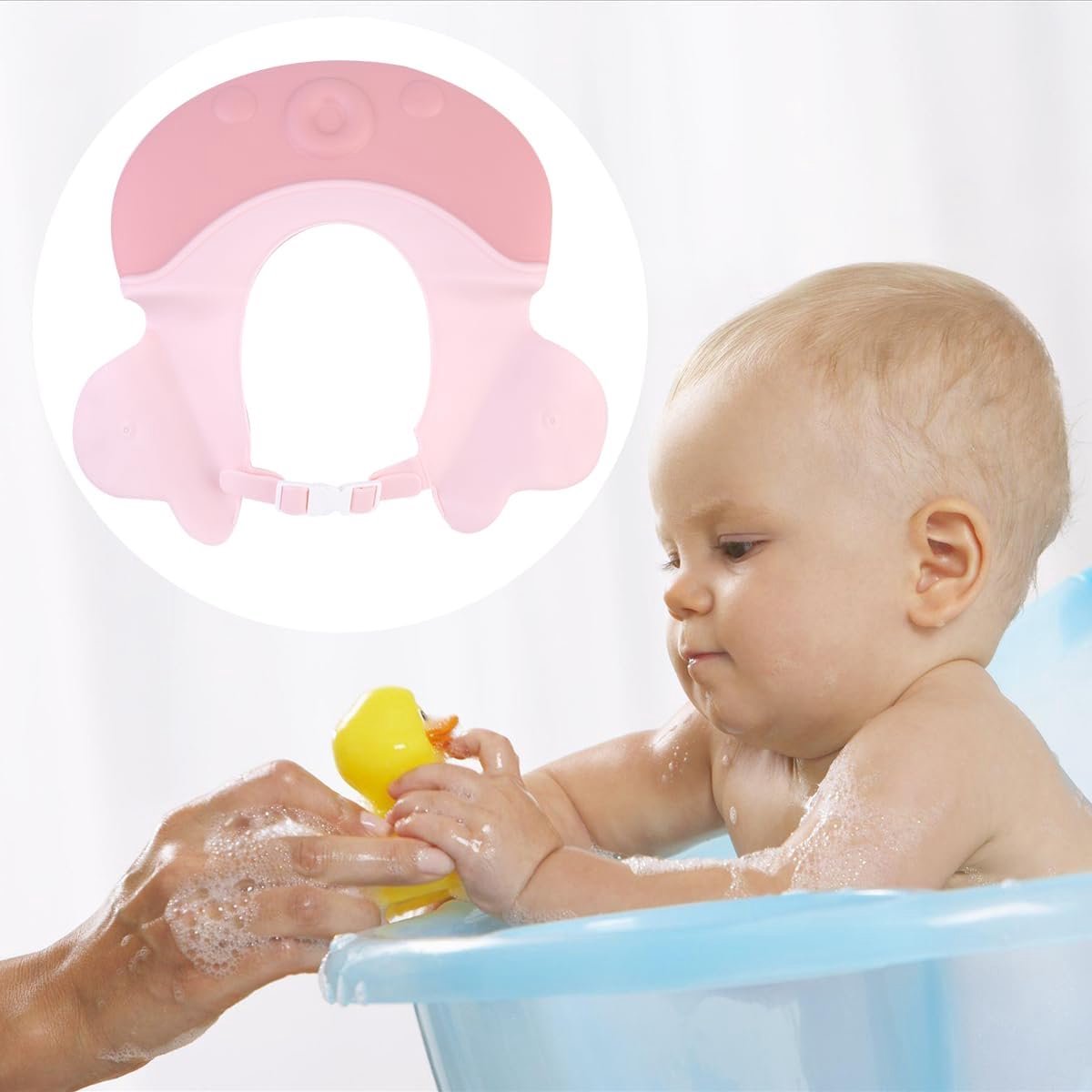 Shower cap - Shower cap - Bath cap - Baby shower cap - Child's hair washing aid cap - Shower cap - Shower cap for children - Silicone bath and shower cap - Cap - Adjustable - For toddler and baby - Pink