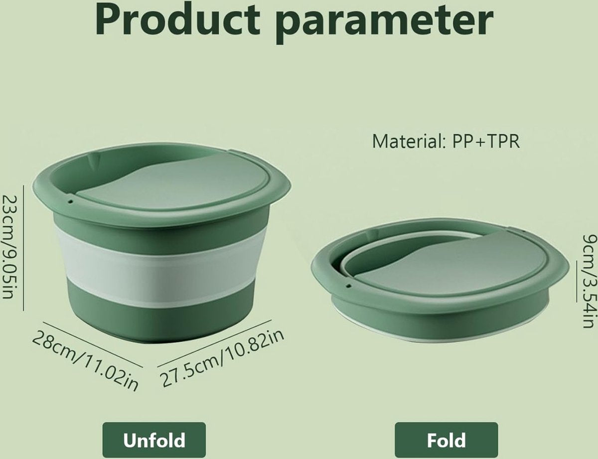 Foldable Foot Bath - Small Foot Bath - Foldable Foot Bath - Foot Bath - Foot Bath - Suitable For Foot Bath Salt And Foot Bath Products - Foot Baths With Massage Points - Relax Your Feet - Foot Baths For Better Blood Circulation - Plastic - Green