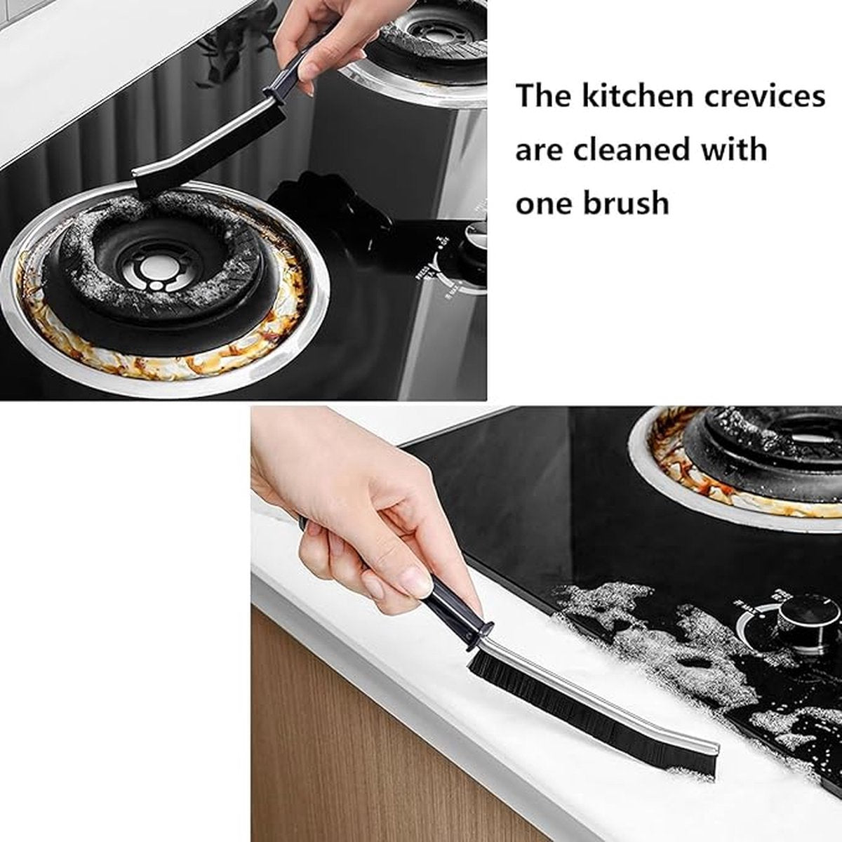 3x Hard-bristled Crevice Brush - Long Handle - Grout Brush - Narrow Cleaning Brush - Gap Cleaner - Household Cleaning Tools - Universal - For Hard-to-Reach Places - Hand Brush - Scrubbing Brush - Crevice Brush