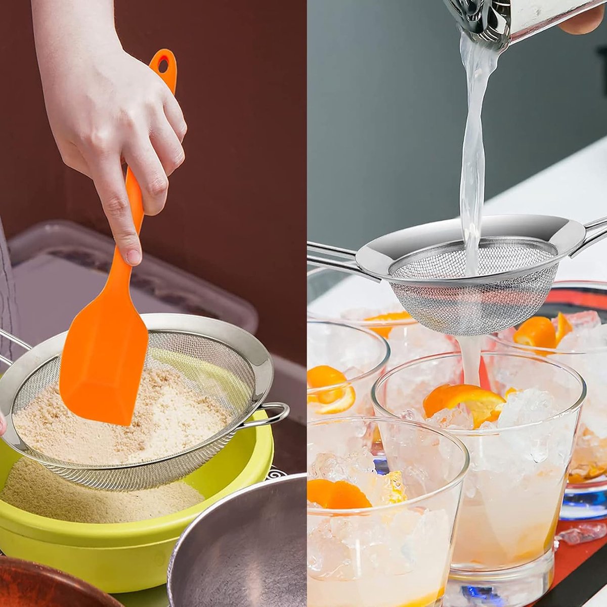 Premium Stainless Steel Sieve Set - 3-Piece Colander - Kitchen Sieve - Small Sieves - Sieve Set - Bowl Sieve - Mini Sieves - Premium Fine Set - Dishwasher Safe - Ø 7, 12 and 18 cm - Sturdy & Durable