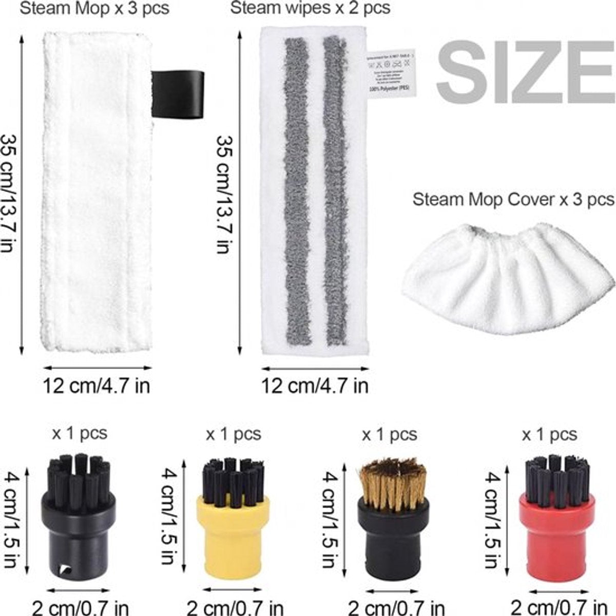 Accessory Set Suitable For Kärcher Easyfix Sc2, Sc3, Sc4 & Sc5 - Steam Cleaner Accessories - 12-Piece - Replacement Microfiber Cloths - Mop Pad - Steam Cleaner Brushes - Replacement Parts - Powerful Stain Removal