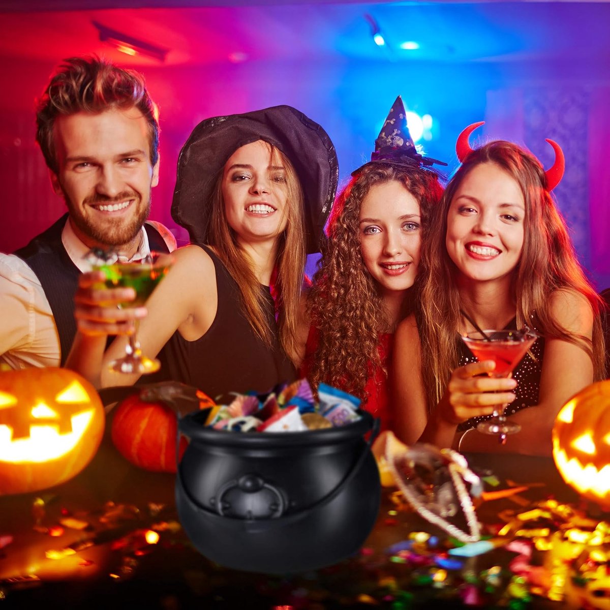 Halloween - Creative witch's cauldron - Treat buckets - witch's cooking pot - halloween bucket - Spooky candy - Treat - Candy - Decoration - Ornamentation - Halloween Decoration - for /Carnival /Party /Holiday /Halloween /Christmas(No candy)