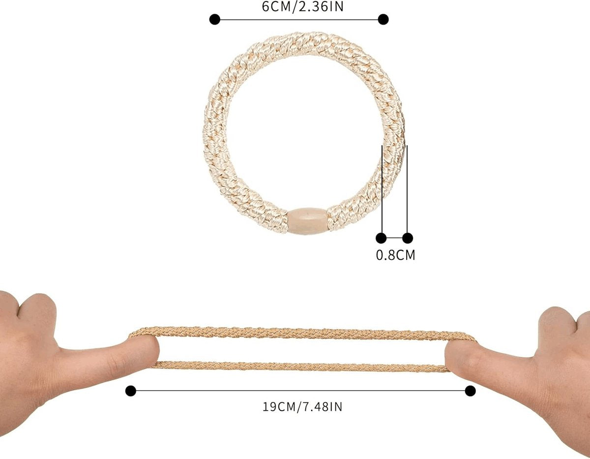 Allecto Plus - Pack of 12 elastic hair ties in various colors, suitable for different hairstyles