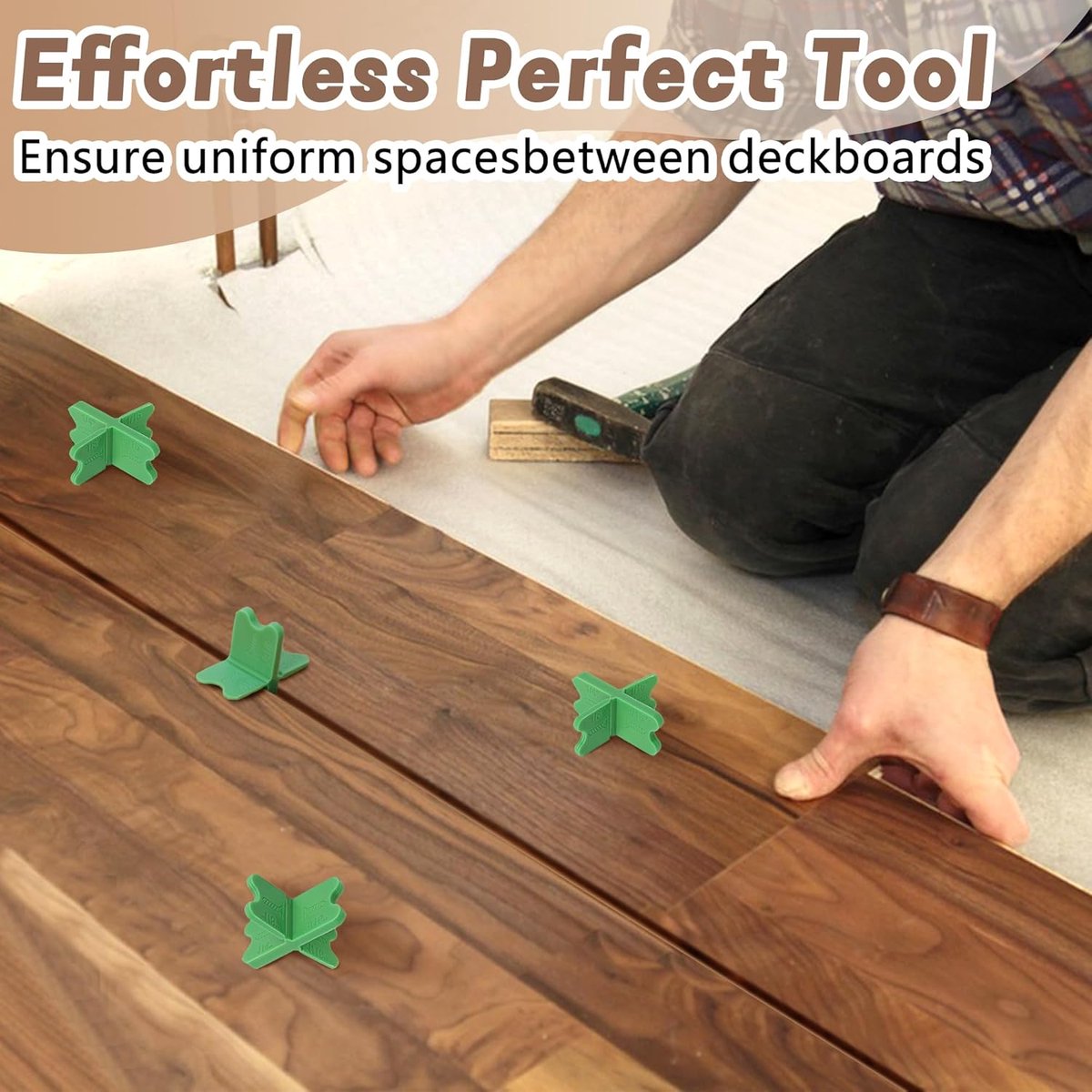 8 pieces - ABS deck spacers - 1/16", 1/8", 3/16", 1/4" - green deck spacers - for pressure-treated composite decks