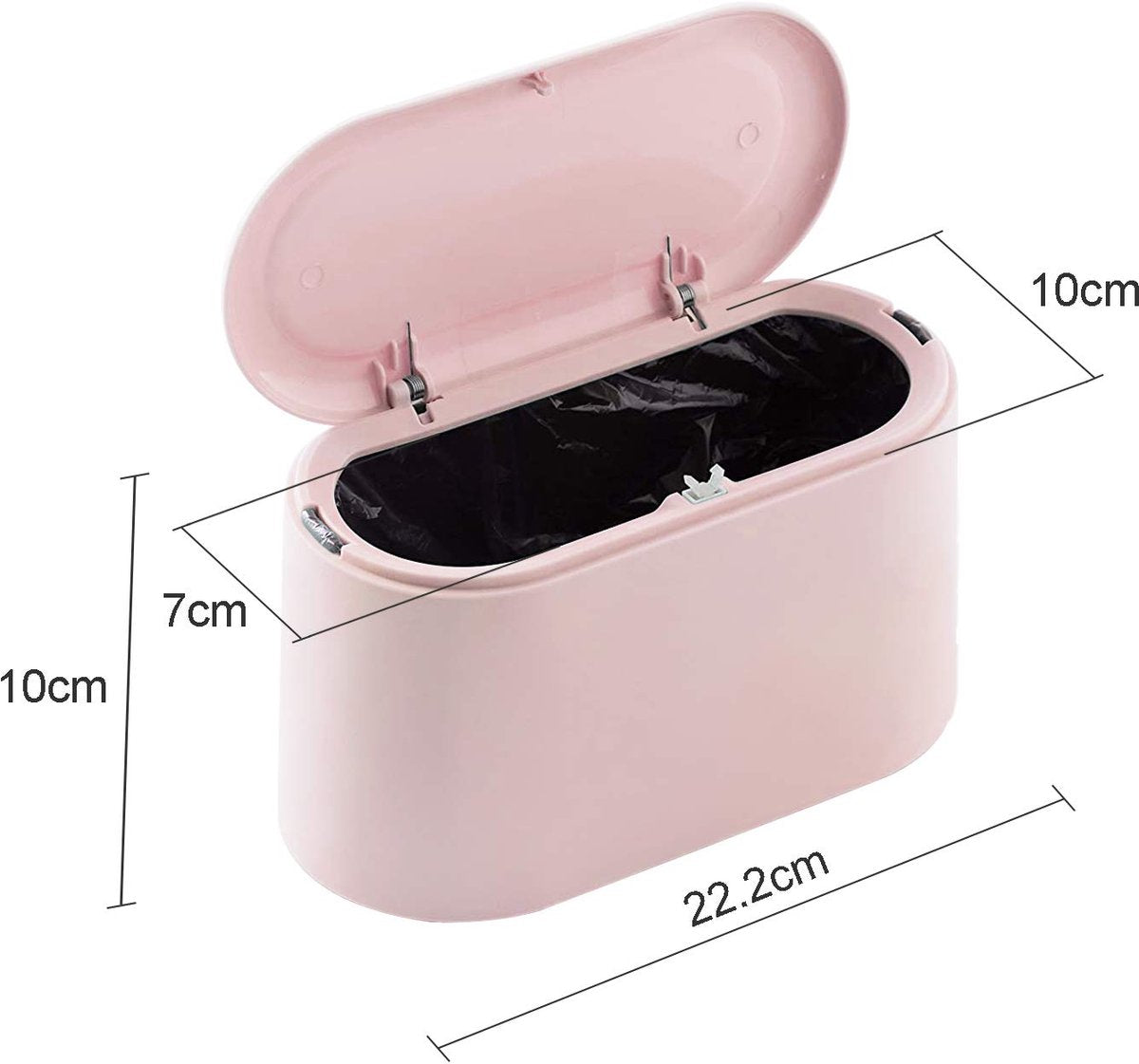 Small Trash Can - Small Tabletop Bin with Push Button Lid - Sturdy - Countertop Waste Bin - Trash Can - Tabletop Waste Bin - Plastic Trash Can - for Office, Bathroom, Kitchen and Bedroom - Pet Food Storage - Pink