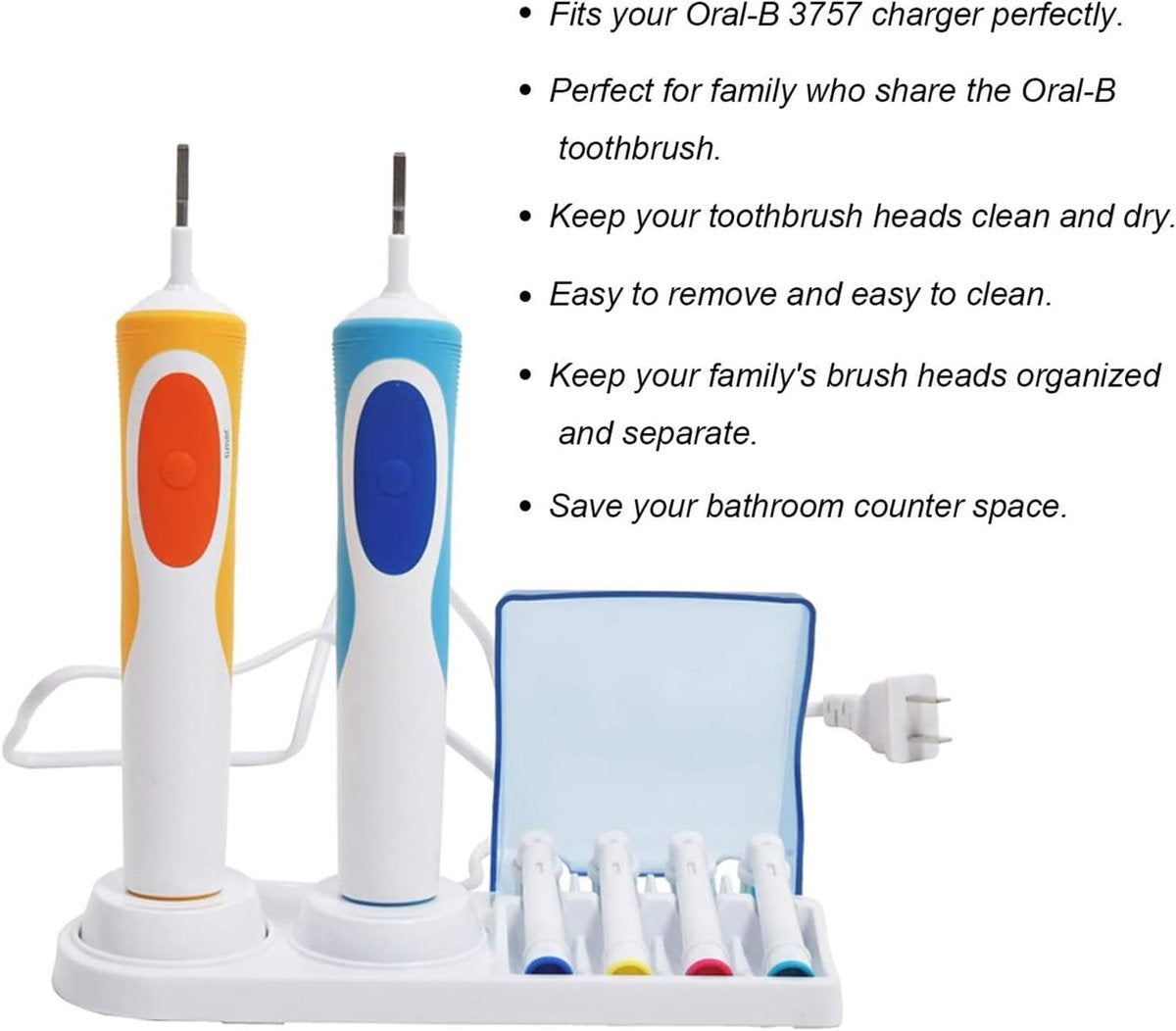 toothbrush holder - Toothbrush holder suitable for Oral-B - electric toothbrush holder suitable for Oral-B - holder for electric toothbrushes suitable for Oral-B - Suitable for 4 brush heads and 2 charging stations
