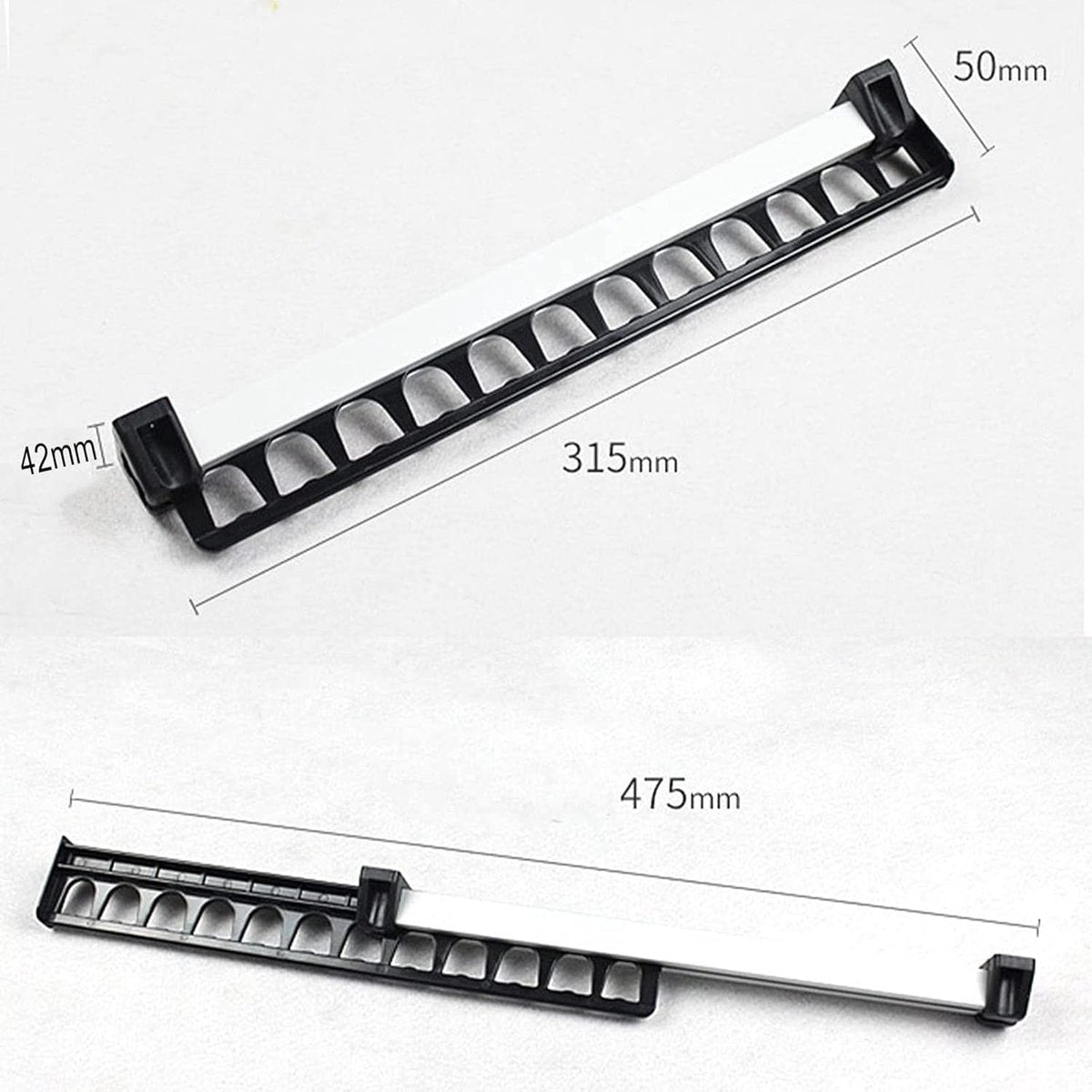 Extendable Clothes Rail - Adjustable Clothes Rail - Telescopic Extendable Clothes Rack - Extendable Clothes Rail - Adjustable Clothes Rail - Clothes Hanger - Metal Wardrobe Rail - Wardrobe Rack - extendable clothes rail - 315*42*50 mm - black