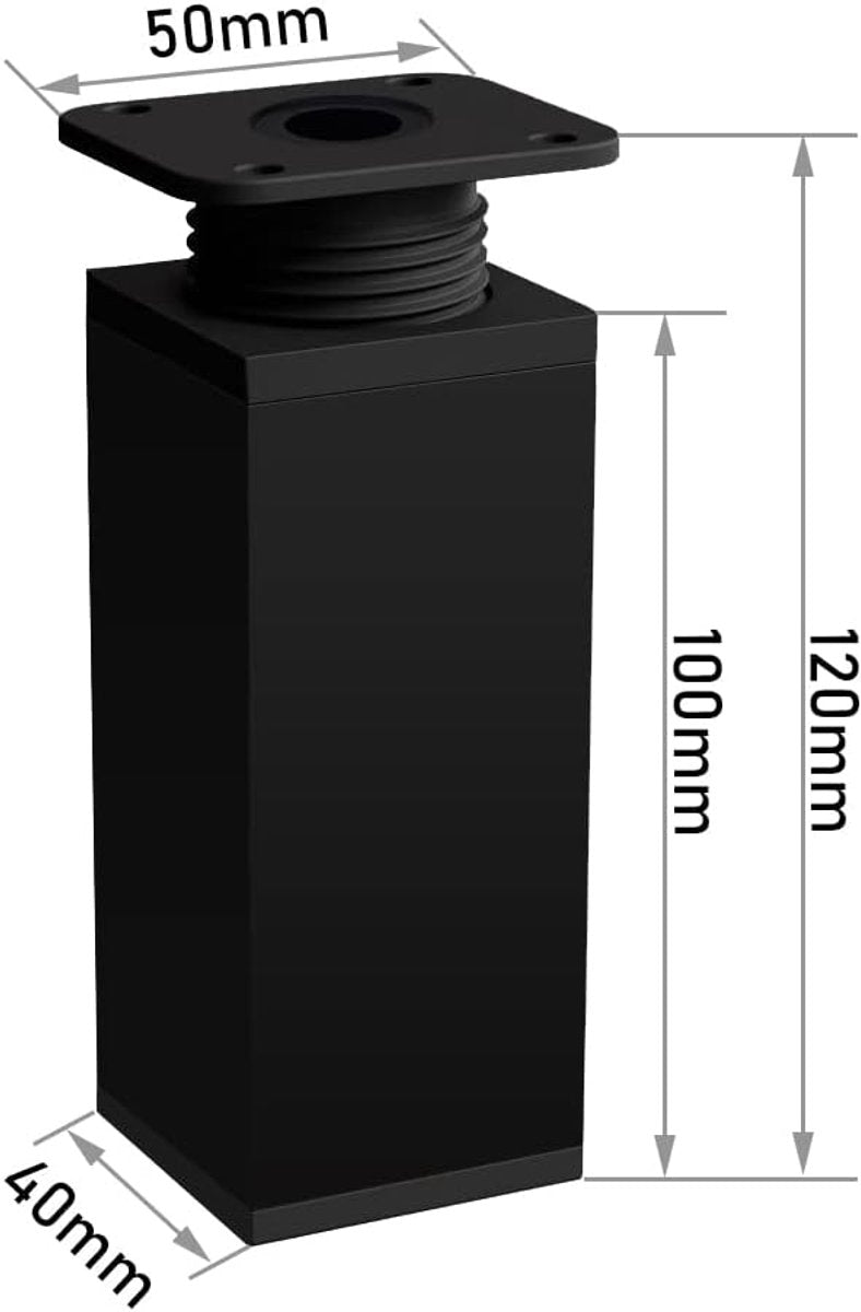 pieces - Furniture legs - 10 cm - Adjustable furniture feet - Adjustable table legs - sofa feet - bed feet - table legs - cabinet feet - cabinet leg - aluminum alloy table legs - for kitchen bench, sofas, coffee tables, furniture, cabinet and bed - black