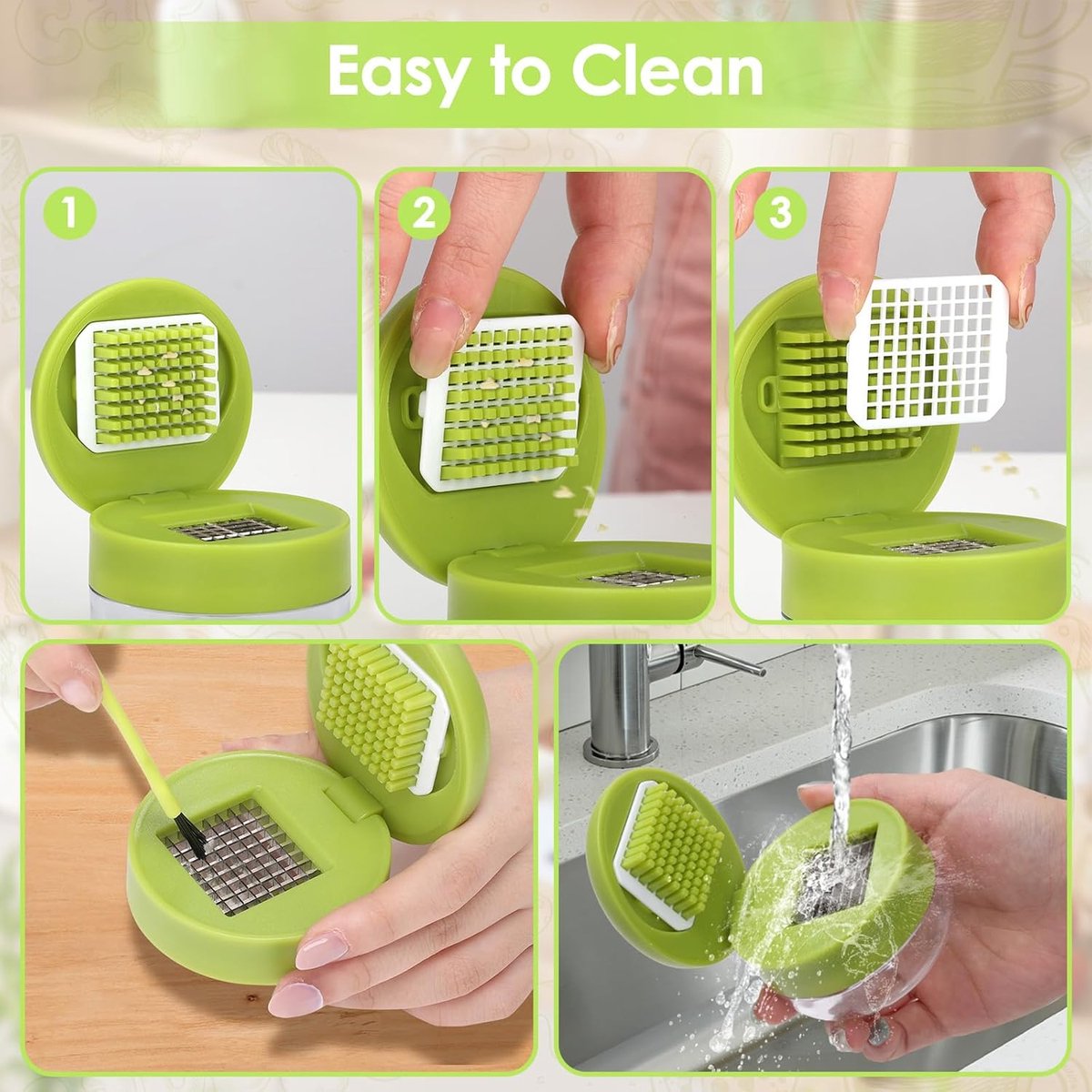 2 Pieces Garlic Press - Garlic Chopper - Garlic Press - Suitable for Garlic - Manual Garlic Press - Kitchen Gadget Press - Garlic Presses - Storage Container - Ginger Press - Stainless Steel Knife Cutter - Crusher - For Home and Camping