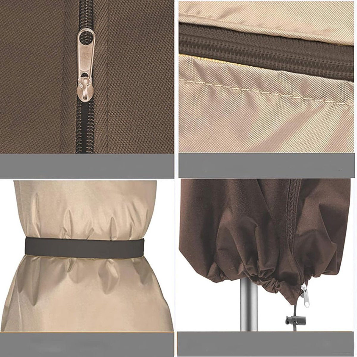 Outdoor parasol rain cover - Parasol cover - Dustproof - Waterproof - Parasol protector - Standing parasol cover - Dust cover - Durable all-season parasol cover - Beige/Brown - 200 × 55/60cm