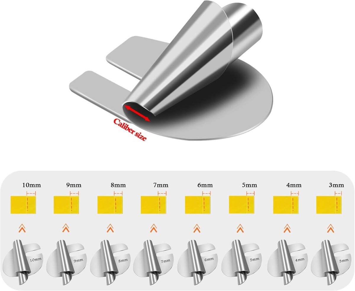 Hem feet - Rolled Hem Foot - Sewing machine accessories - Rolled Hem Presser Foot - Hemmer foot - sewing machine presser foot - sewing accessories - with 8 sizes - Stainless Steel Rolled Hem Presser Foot - for home use - 3-10 mm - silver