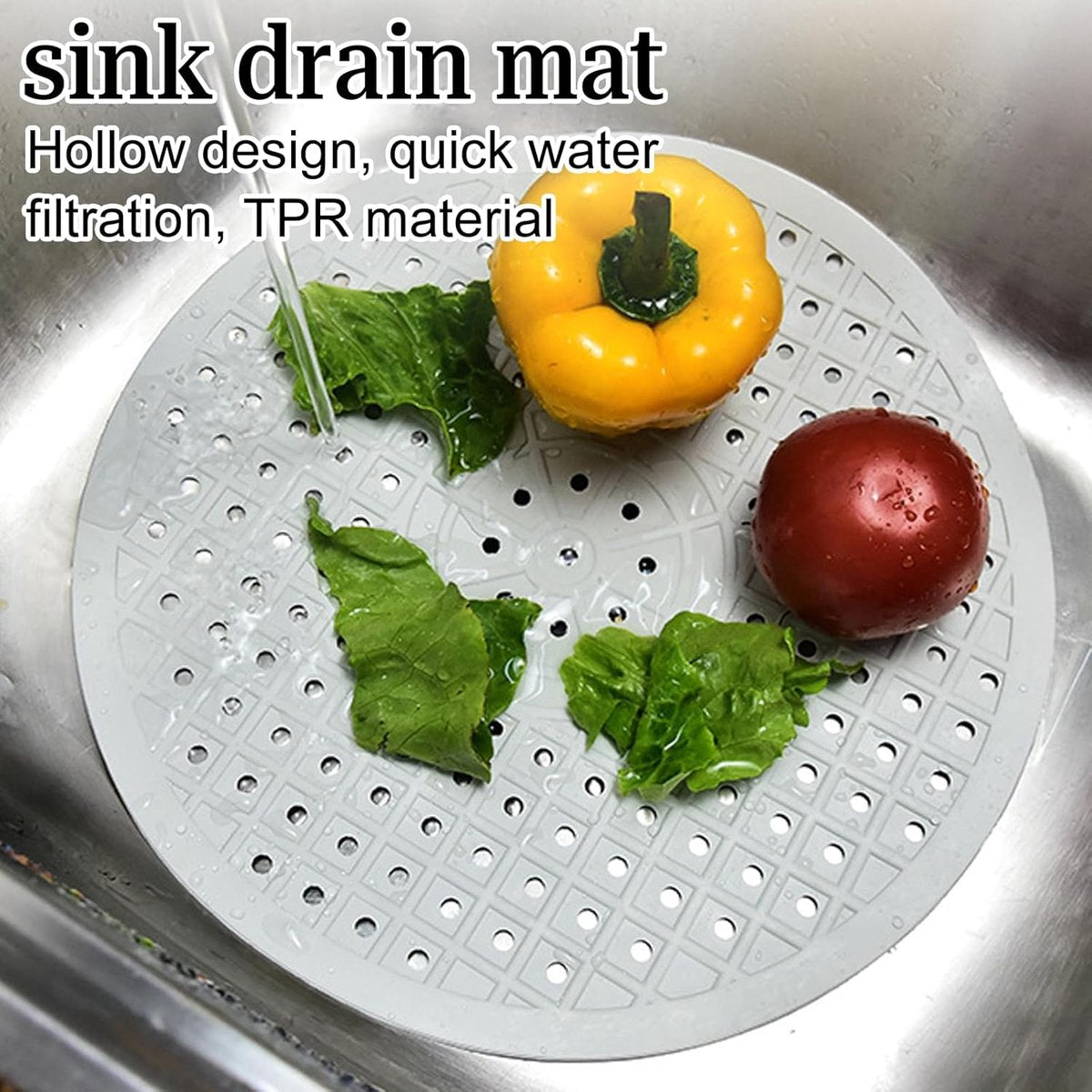 1 Piece Silicone Sink Mat - Washbasin Mat - Sink Mat - Sink Mats - Rubber Countertop Mat for Sink - Cuttable - Foldable - Non-slip - Round sink mat - Protective mat - For countertop - Round White - ø 31 Cm
