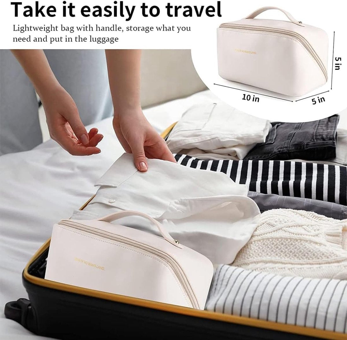 Toiletry Bag - Women's Toiletry Bag - Toiletry Bags - Travel Makeup Bag with Handle - Beauty Cases - Waterproof PU Makeup Bag - Cosmetics Bag - Small Makeup Pouch - Waterproof Portable Toiletry Bag Storage Bag for Women - For Men & Women Cosmetic Organize