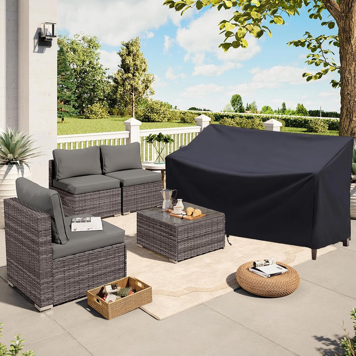 163*66*89 cm - Garden bench covers - Garden chair covers - Dust cover - waterproof - Garden accessories - 2-seater - cover for garden bench - windproof - anti-UV - tear resistance - 210D Oxford fabric - Loveseat cover - for 2-seater bench - black