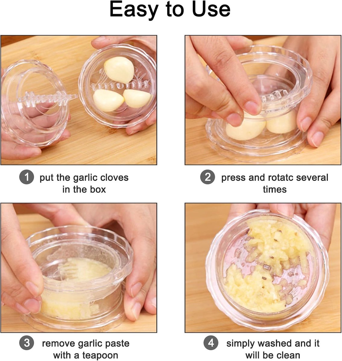 Garlic mill - Garlic twister - Garlic press - Ginger press - Garlic Press - Spice mill - garlic tool - manual garlic press - with storage jar - quick meal preparation - kitchen utensils - kitchen tools - 8*8*4 cm - transparent