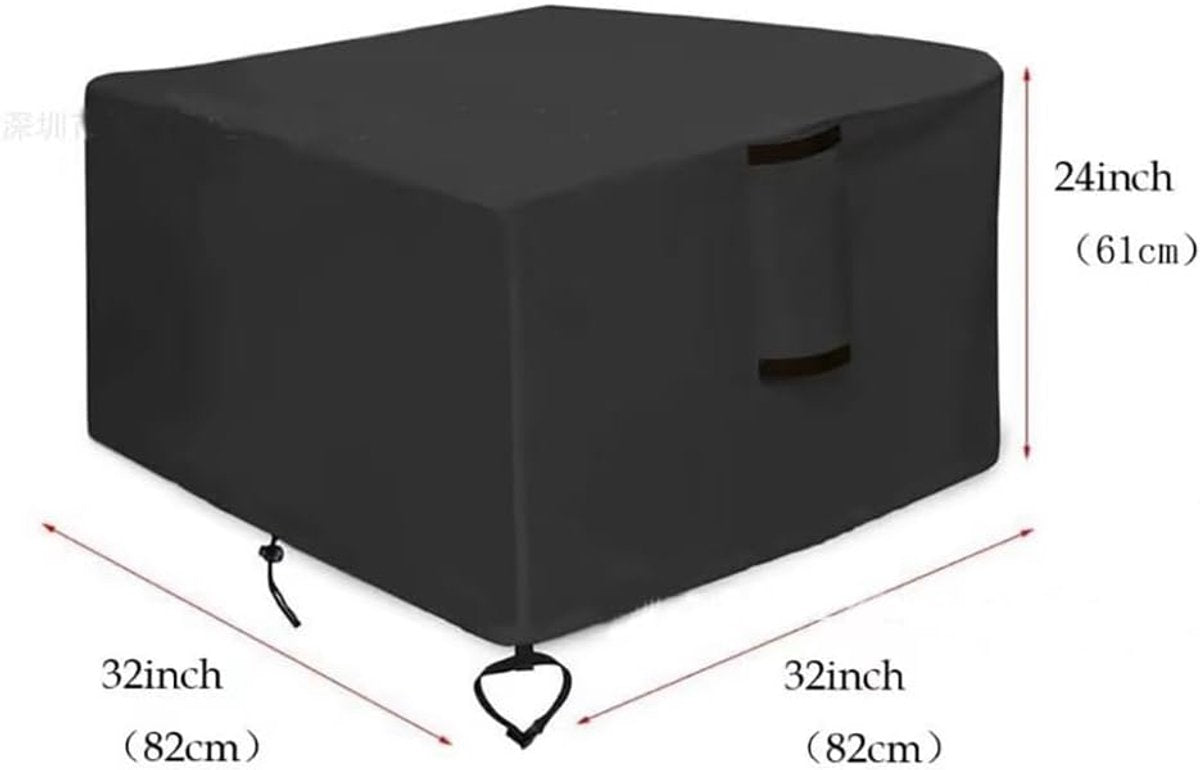 82*82*61 cm - Square Fire Pit Cover - Patio Fireplace Cover - Waterproof Square Outdoor Fire Pit Cover - Barbecue Stove Cover - Dust Cover - Square - Heavy 420D Oxford Fabric - Outdoor Fireplace Cover - Black