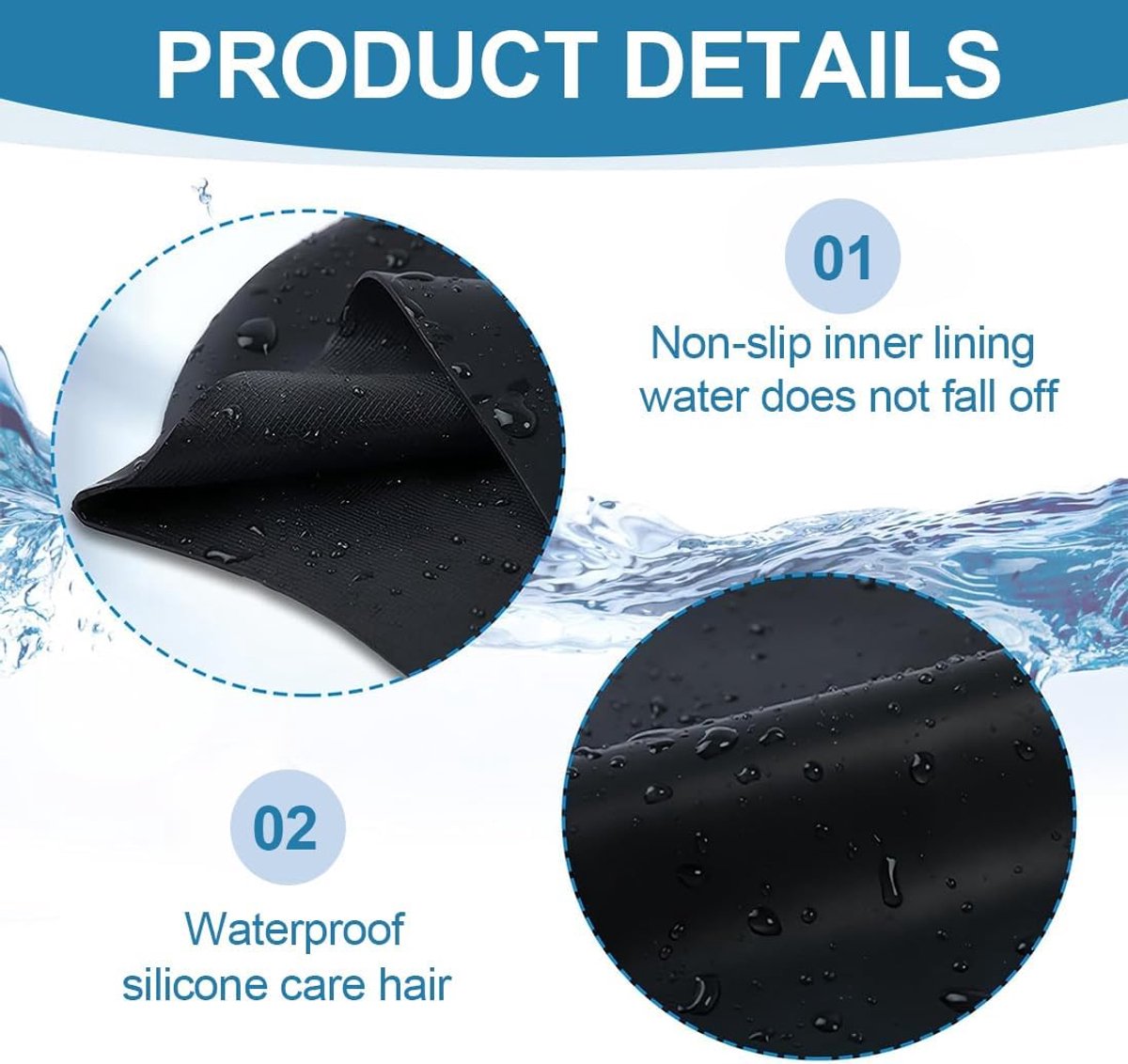 2 pieces - swimming cap - 23*20 cm - silicone swimming caps - hearing protection - waterproof swimming hat - keep dry for long and short hair - unisex swimming caps - for adults, children and juniors - black and white