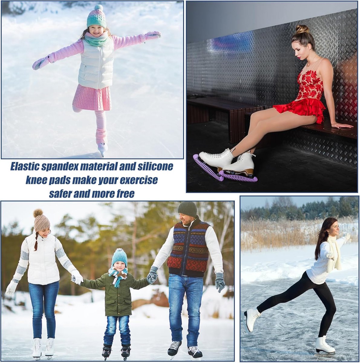 pairs of figure skating knee pads - gel dance knee pads - Knee Arthritis size M - Knee pain - Knee heating - cushioning and support - breathable material for dancing skating women girls men