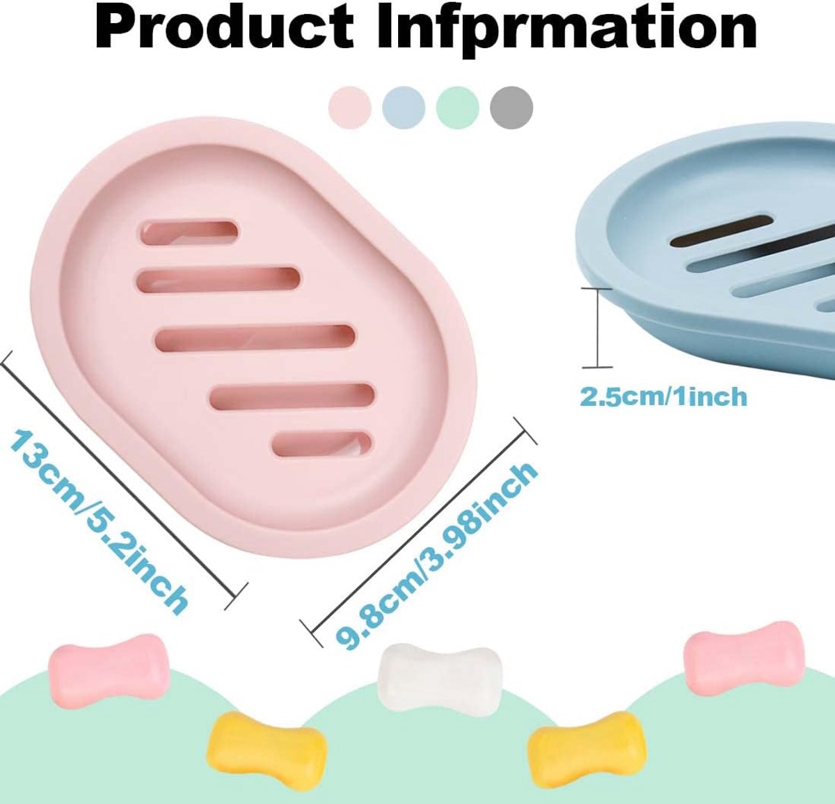4-Piece Double-Layer Soap Holder - Soap Dish - Soap Holders - for Shower Soap Dish - Small Soap Dish - Portable Bar Soap Case - with Drain - Soap Dish - Plastic Soap Dish - for Bathroom Countertop, Kitchen, Toilet - Bathroom Accessories - Travel Soap Box