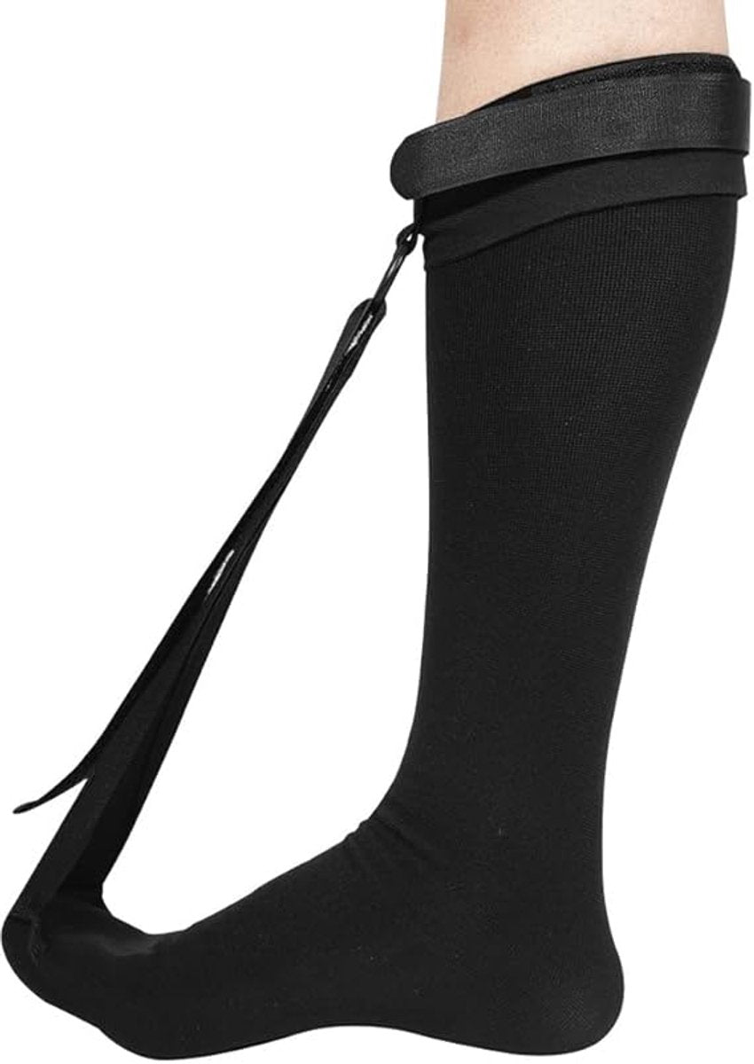 2 Pieces - Plantar fasciitis night stockings - Plantar fasciitis compression stockings - Adjustable - Foot drop support recovery stockings - Foot drop corrector - Super stretch - Black - L