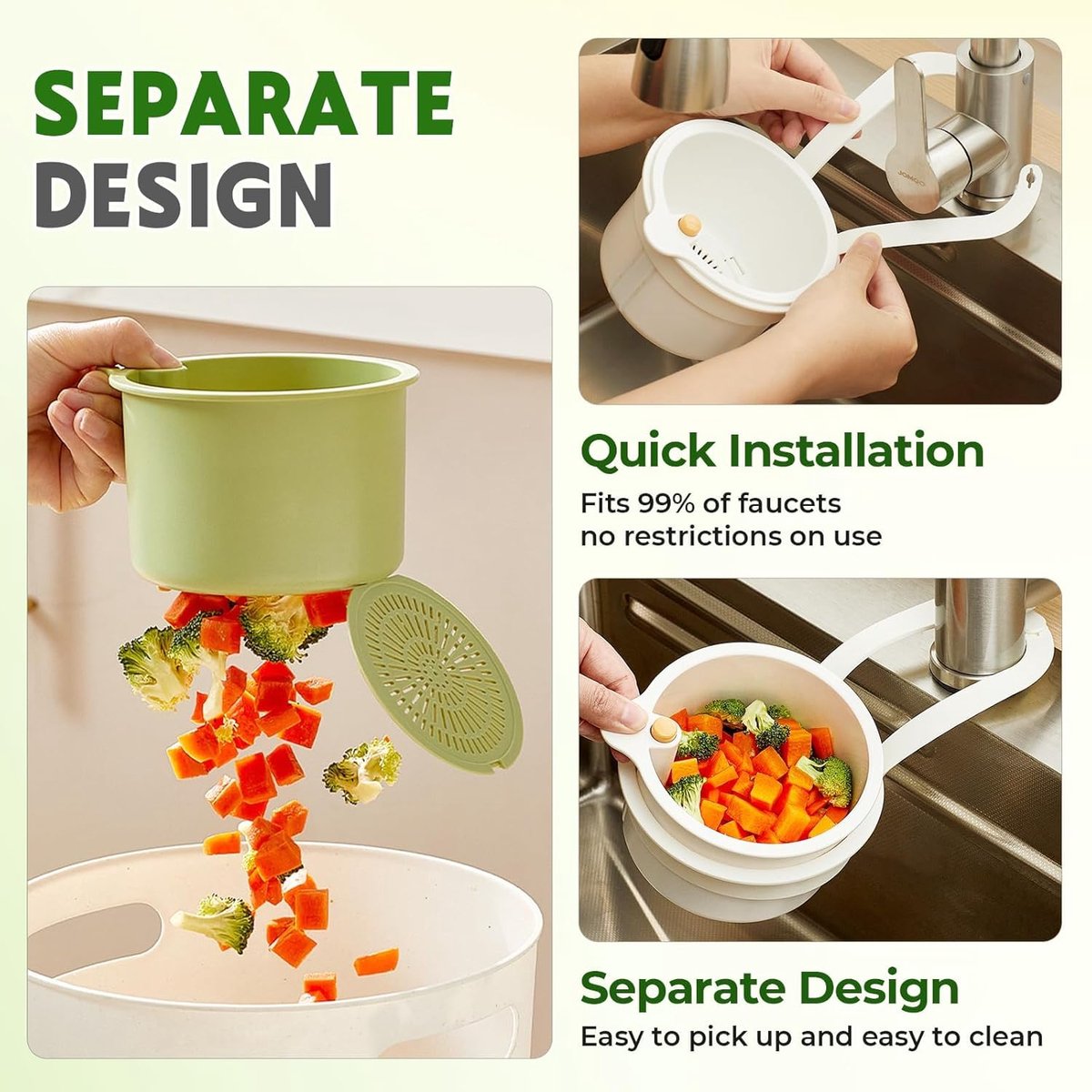 Drain Basket - Drain Filter - Sink Storage Holder - Faucet Hanging Strainer - Sink Drain Basket - Sink Strainer Basket - Sink Food Waste Collection Bin - Sink Trash Can - Plastic Kitchen Sink Strainer - Food Fruit Vegetable Drying Rack - White