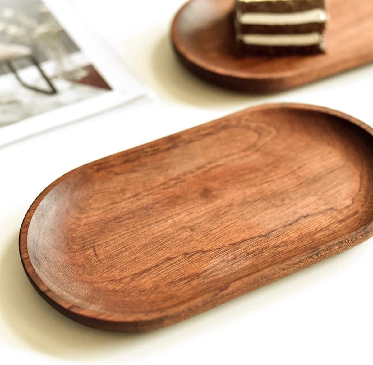 2 pieces - Cutlery holder - 18*10 cm - Tray - Kitchen Spoon Holder - natural retro wooden kitchen spoon holder - kitchen utensil holder - wooden plates - for the countertop - for spatulas, spoons, tongs and other kitchen utensils - brown
