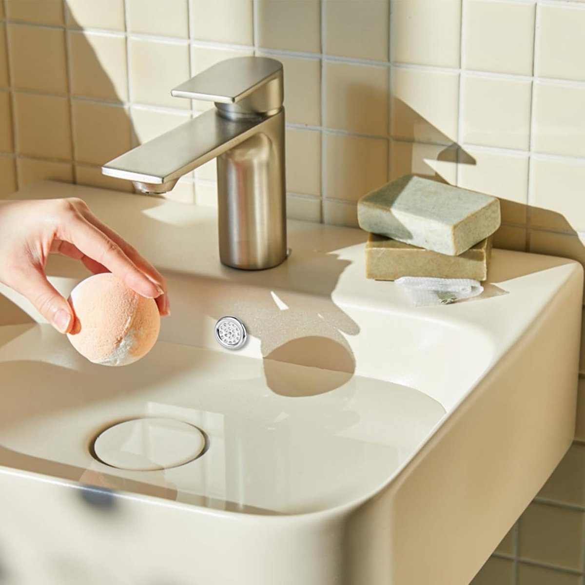 Washbasin Overflow Ring - 6 Pieces - Overflow Rings - Bathroom Overflow Ring - Sink Overflow - Drain Plug - Overflow Cover for Washbasin - Sink Overflow Ring - Round Hole Cover - Overflow Cover - For Sink, Washbasin and Kitchen